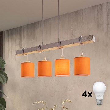 Brilagi - LED Lustr na lanku NUBILA 4xE27/60W/230V šedá/oranžová