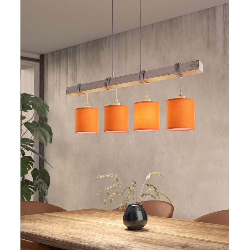 Brilagi - LED Lustr na lanku NUBILA 4xE27/60W/230V šedá/oranžová