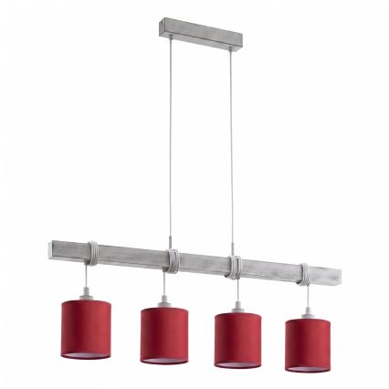 Brilagi - LED Lustr na lanku NUBILA 4xE27/60W/230V šedá/pompejská červená