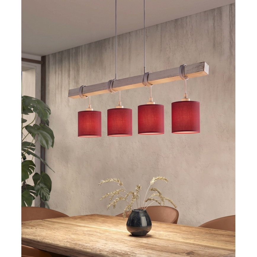 Brilagi - LED Lustr na lanku NUBILA 4xE27/60W/230V šedá/pompejská červená
