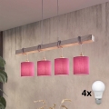 Brilagi - LED Lustr na lanku NUBILA 4xE27/60W/230V šedá/růžová