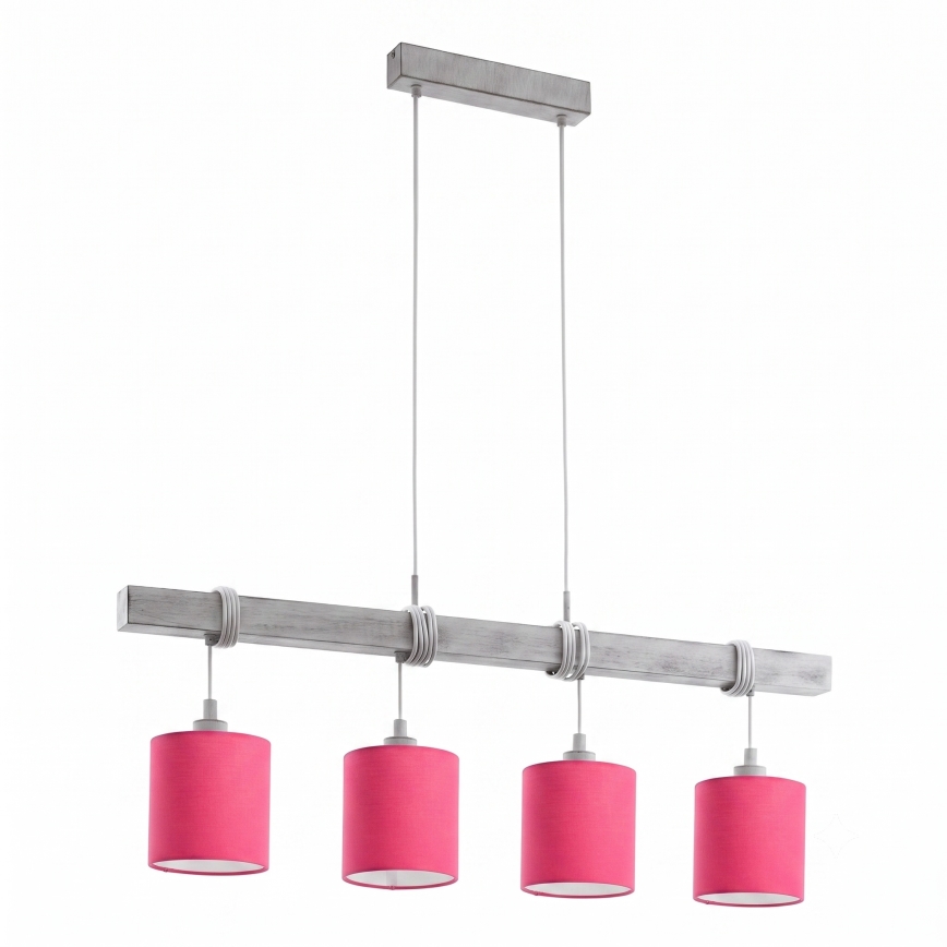 Brilagi - LED Lustr na lanku NUBILA 4xE27/60W/230V šedá/růžová