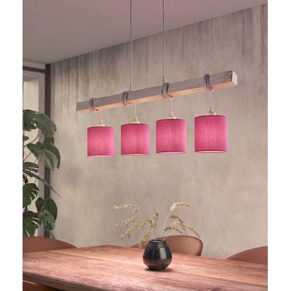 Brilagi - LED Lustr na lanku NUBILA 4xE27/60W/230V šedá/růžová