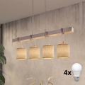 Brilagi - LED Lustr na lanku NUBILA 4xE27/60W/230V šedá/světle hnědá