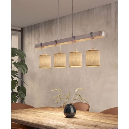 Brilagi - LED Lustr na lanku NUBILA 4xE27/60W/230V šedá/světle hnědá
