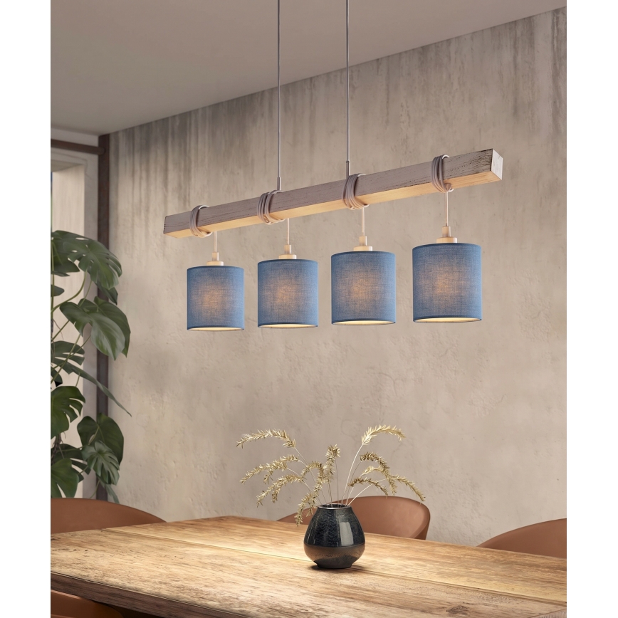 Brilagi - LED Lustr na lanku NUBILA 4xE27/60W/230V šedá/tmavě modrá