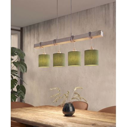 Brilagi - LED Lustr na lanku NUBILA 4xE27/60W/230V šedá/zelená