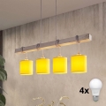 Brilagi - LED Lustr na lanku NUBILA 4xE27/60W/230V šedá/žlutá