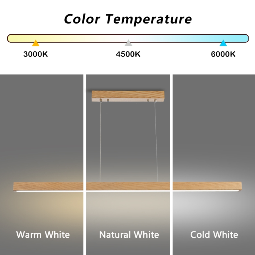 Brilagi - LED Lustr na lanku OAK LED/30W/230V 3000/4500/6000K dub