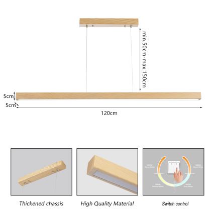 Brilagi - LED Lustr na lanku OAK LED/30W/230V 3000/4500/6000K dub