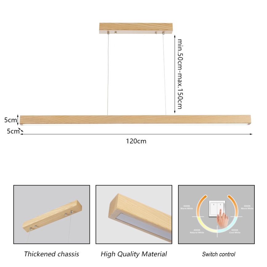 Brilagi - LED Lustr na lanku OAK LED/30W/230V 3000/4500/6000K dub