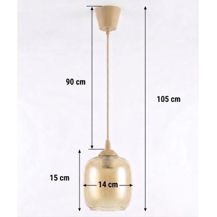 Brilagi - LED Lustr na lanku RETRO GLASS 1xE27/60W/230V pr. 14 cm béžová/kouřová hnědá