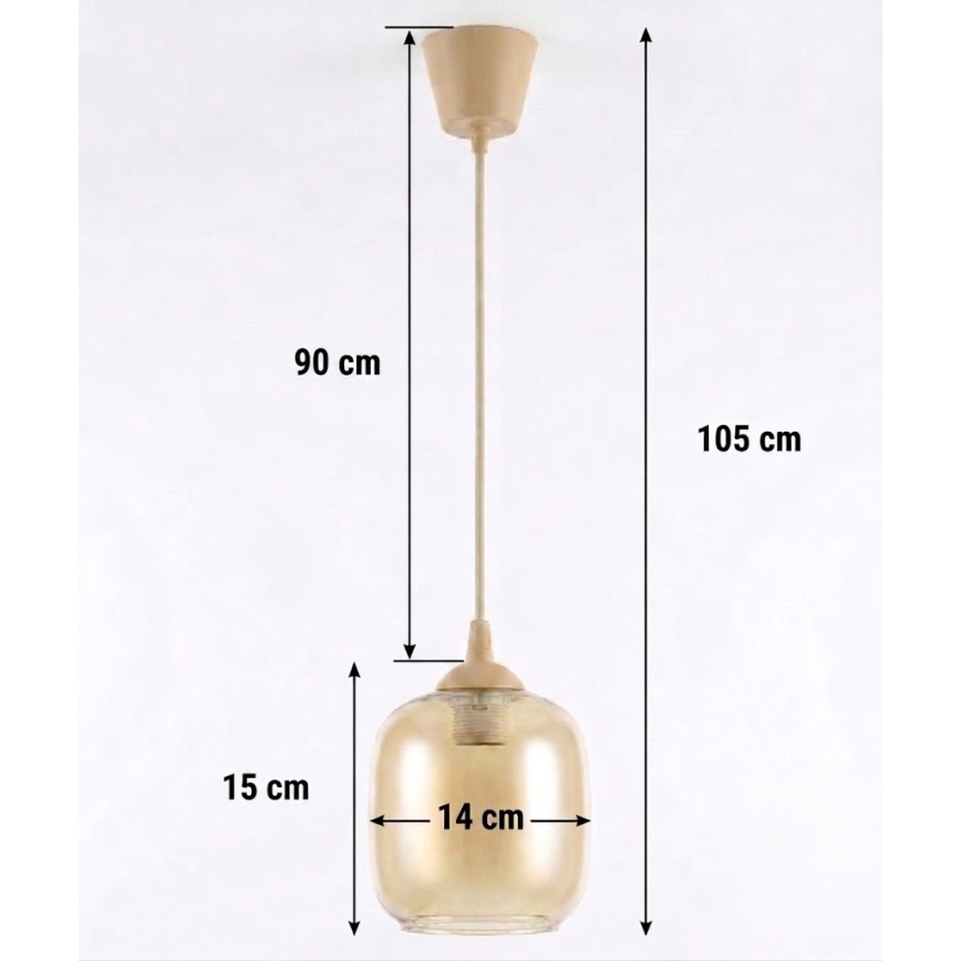 Brilagi - LED Lustr na lanku RETRO GLASS 1xE27/60W/230V pr. 14 cm béžová/kouřová hnědá