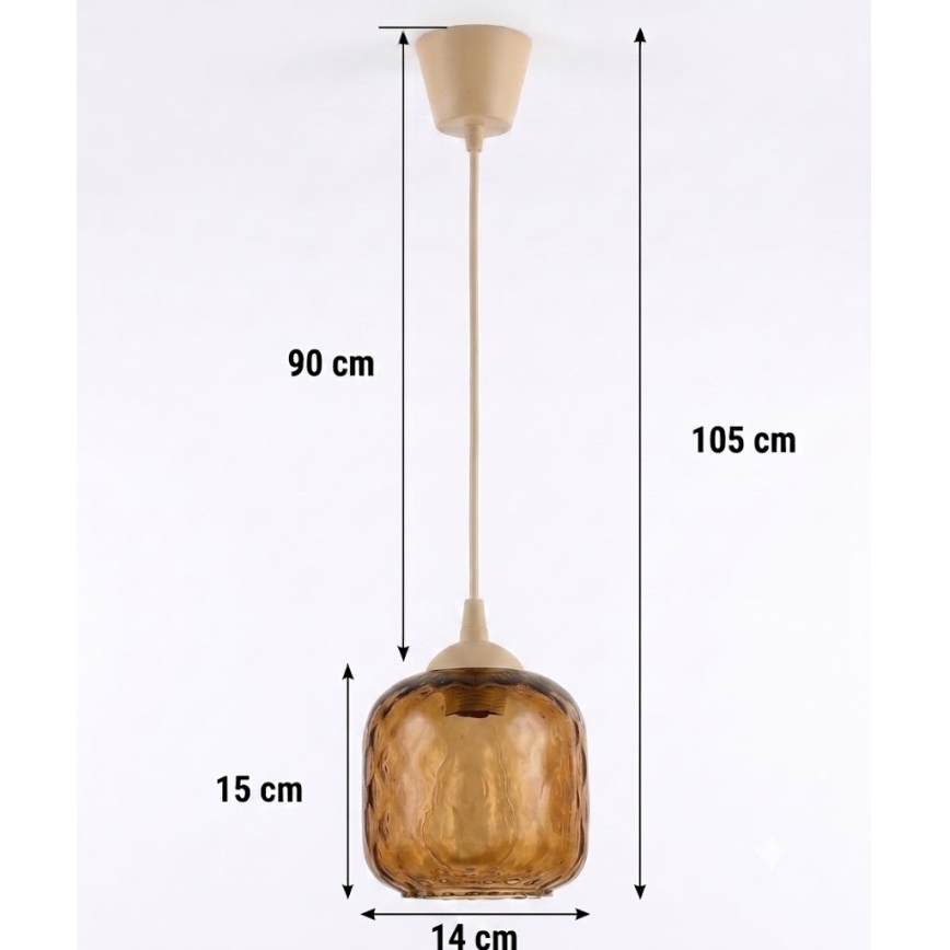Brilagi - LED Lustr na lanku RETRO GLASS 1xE27/60W/230V pr. 14 cm béžová/kouřová hnědá