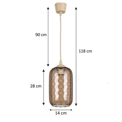 Brilagi - LED Lustr na lanku RETRO GLASS 1xE27/60W/230V pr. 14 cm béžová/kouřová hnědá