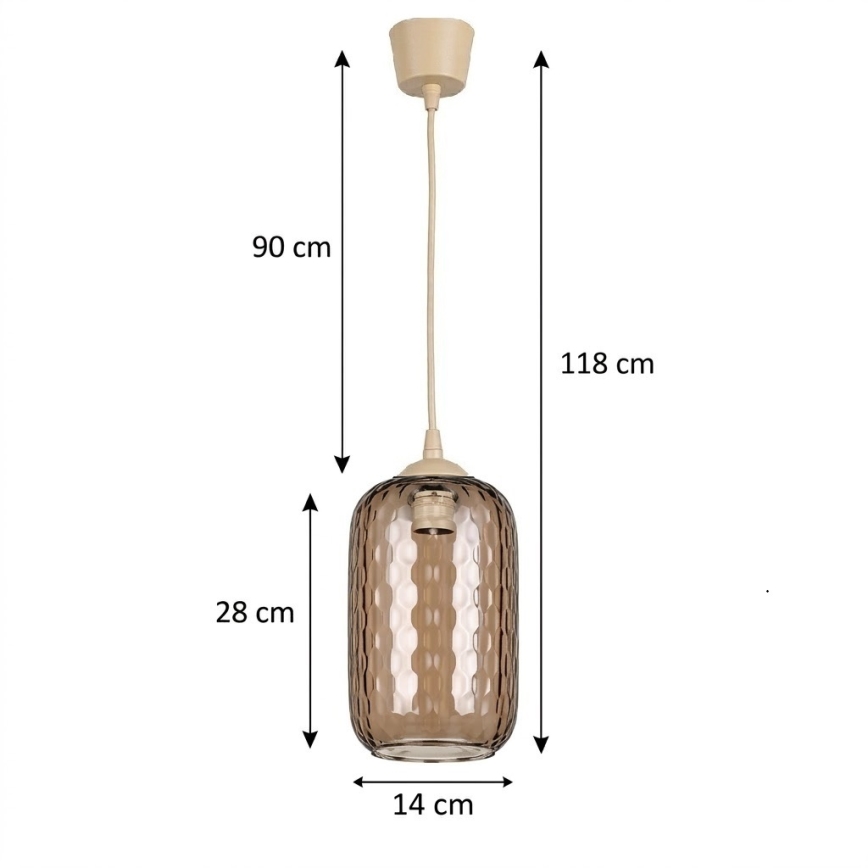 Brilagi - LED Lustr na lanku RETRO GLASS 1xE27/60W/230V pr. 14 cm béžová/kouřová hnědá
