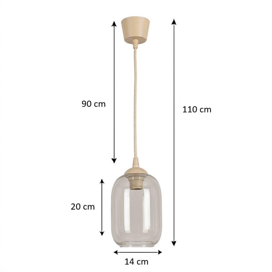Brilagi - LED Lustr na lanku RETRO GLASS 1xE27/60W/230V pr. 14 cm béžová/kouřová šedá