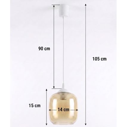 Brilagi - LED Lustr na lanku RETRO GLASS 1xE27/60W/230V pr. 14 cm bílá/kouřová hnědá