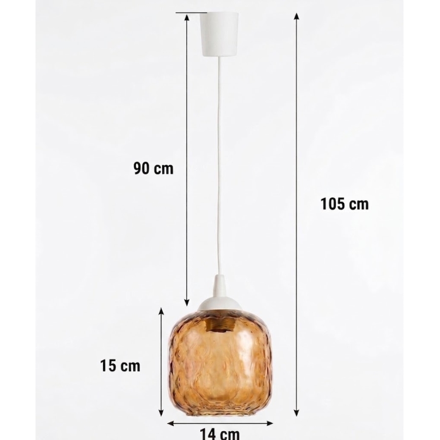 Brilagi - LED Lustr na lanku RETRO GLASS 1xE27/60W/230V pr. 14 cm bílá/kouřová hnědá