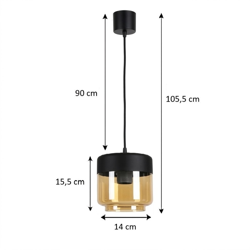 Brilagi - LED Lustr na lanku RETRO GLASS 1xE27/60W/230V pr. 14 cm černá/kouřová béžová
