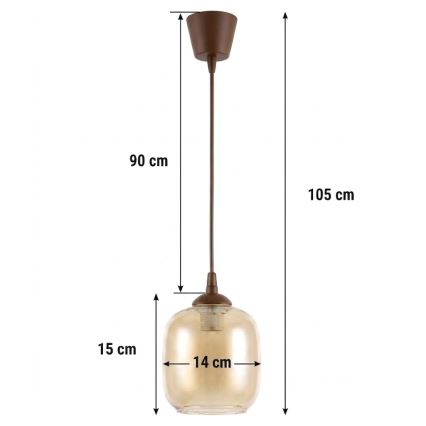 Brilagi - LED Lustr na lanku RETRO GLASS 1xE27/60W/230V pr. 14 cm hnědá/kouřová hnědá