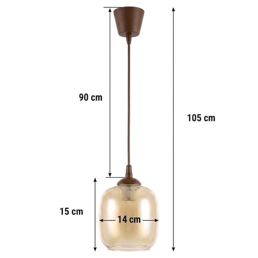 Brilagi - LED Lustr na lanku RETRO GLASS 1xE27/60W/230V pr. 14 cm hnědá/kouřová hnědá