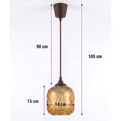 Brilagi - LED Lustr na lanku RETRO GLASS 1xE27/60W/230V pr. 14 cm hnědá/kouřová hnědá