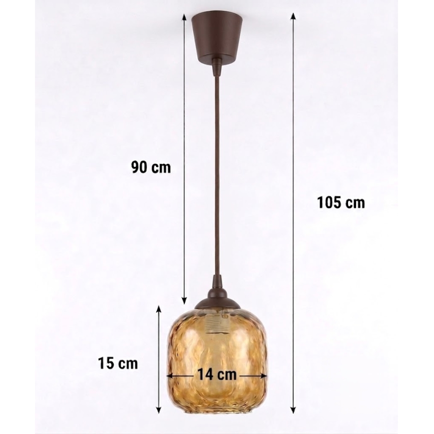 Brilagi - LED Lustr na lanku RETRO GLASS 1xE27/60W/230V pr. 14 cm hnědá/kouřová hnědá