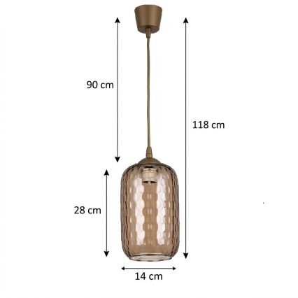 Brilagi - LED Lustr na lanku RETRO GLASS 1xE27/60W/230V pr. 14 cm hnědá//kouřová hnědá