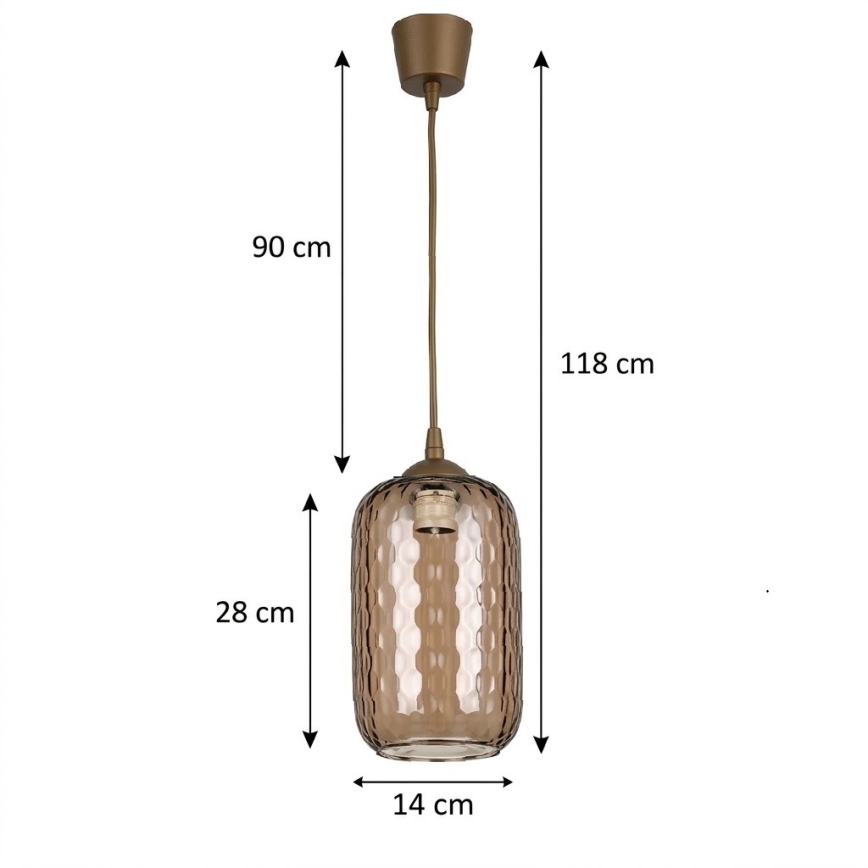 Brilagi - LED Lustr na lanku RETRO GLASS 1xE27/60W/230V pr. 14 cm hnědá//kouřová hnědá
