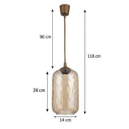 Brilagi - LED Lustr na lanku RETRO GLASS 1xE27/60W/230V pr. 14 cm hnědá/kouřová hnědá