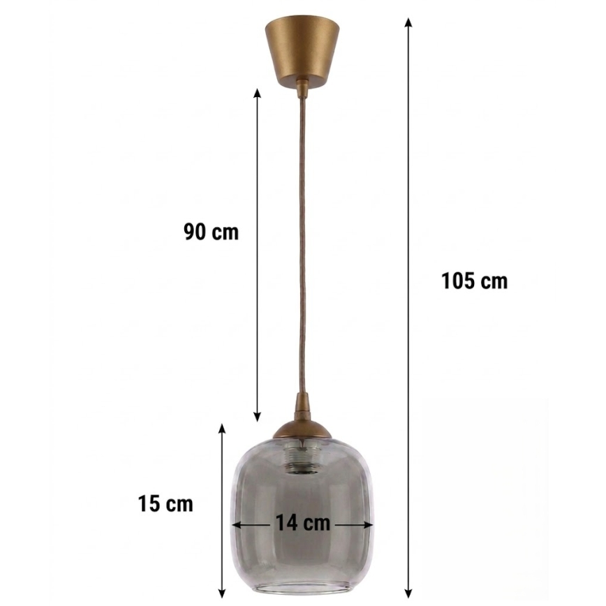 Brilagi - LED Lustr na lanku RETRO GLASS 1xE27/60W/230V pr. 14 cm hnědá/kouřová šedá