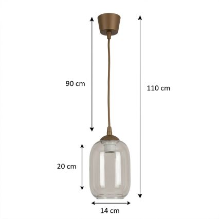 Brilagi - LED Lustr na lanku RETRO GLASS 1xE27/60W/230V pr. 14 cm hnědá/kouřová šedá