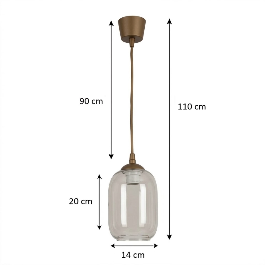 Brilagi - LED Lustr na lanku RETRO GLASS 1xE27/60W/230V pr. 14 cm hnědá/kouřová šedá