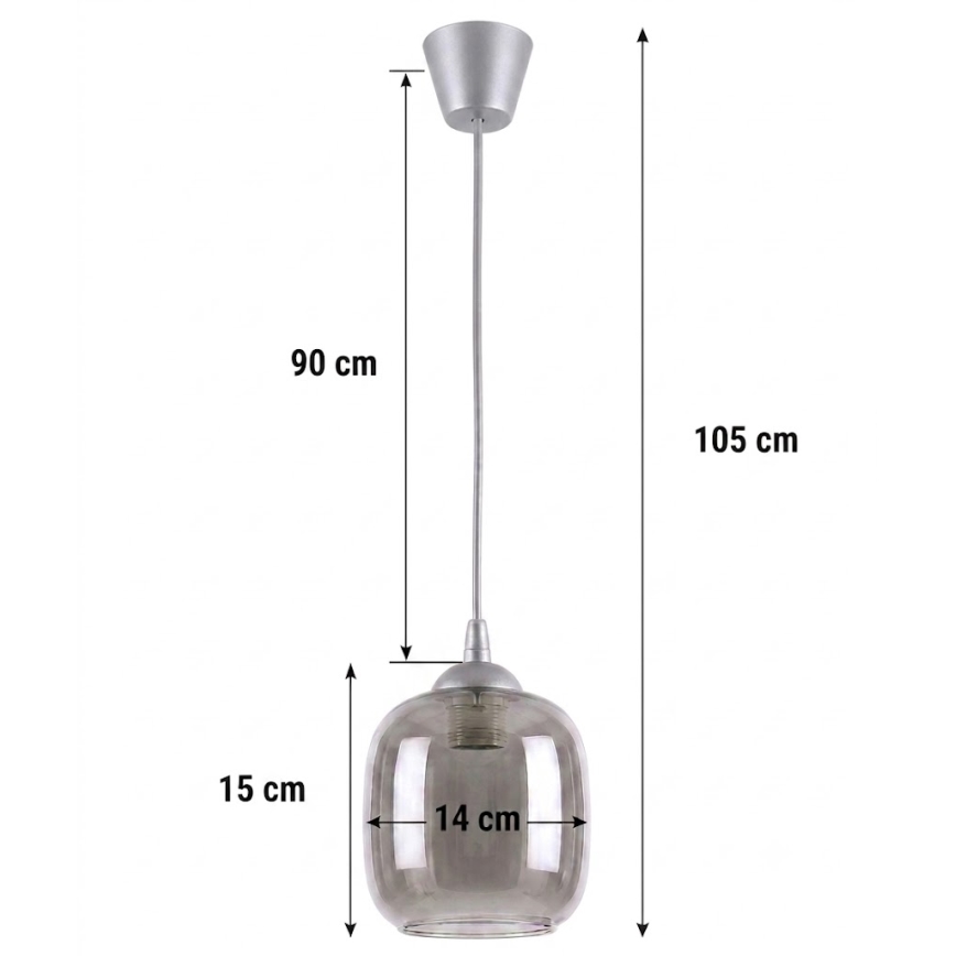 Brilagi - LED Lustr na lanku RETRO GLASS 1xE27/60W/230V pr. 14 cm stříbrná/kouřová šedá