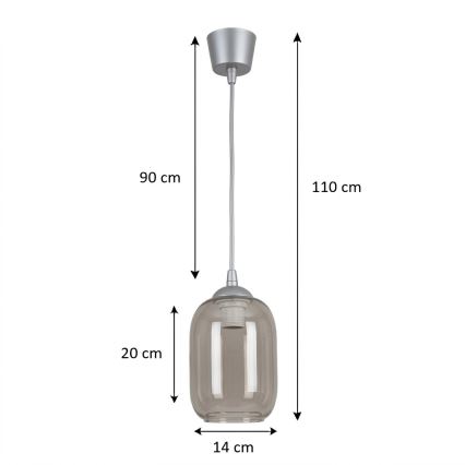 Brilagi - LED Lustr na lanku RETRO GLASS 1xE27/60W/230V pr. 14 cm stříbrná/kouřová šedá