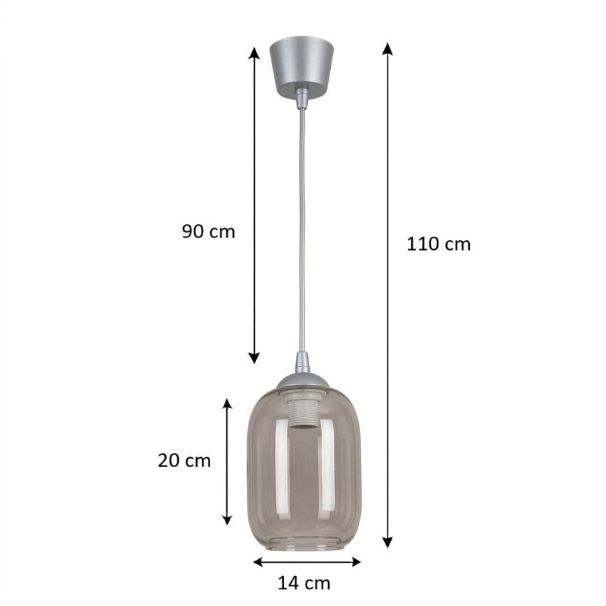 Brilagi - LED Lustr na lanku RETRO GLASS 1xE27/60W/230V pr. 14 cm stříbrná/kouřová šedá