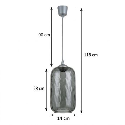 Brilagi - LED Lustr na lanku RETRO GLASS 1xE27/60W/230V pr. 14 cm stříbrná/kouřová šedá