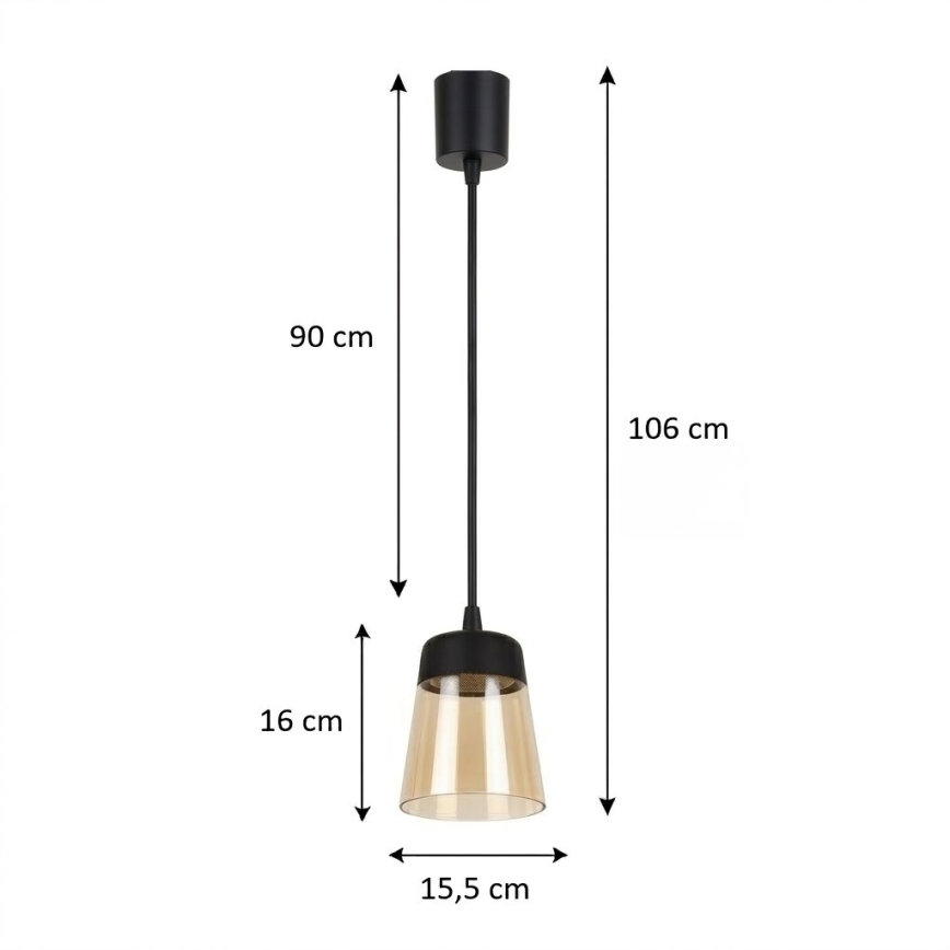 Brilagi - LED Lustr na lanku RETRO GLASS 1xE27/60W/230V pr. 15,5 cm černá/kouřová béžová