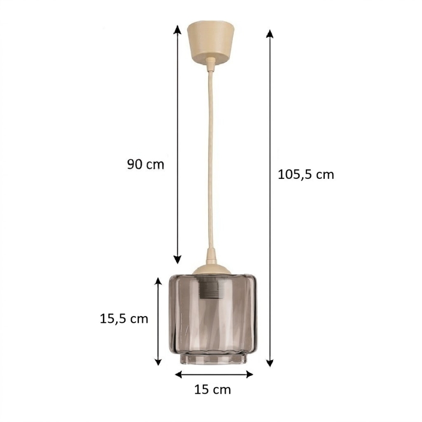 Brilagi - LED Lustr na lanku RETRO GLASS 1xE27/60W/230V pr. 15 cm béžová/kouřová béžová