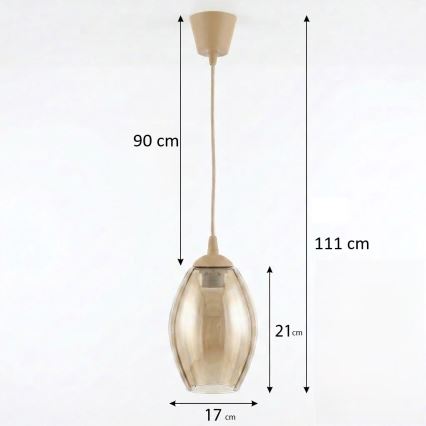 Brilagi - LED Lustr na lanku RETRO GLASS 1xE27/60W/230V pr. 17 cm béžová/kouřová béžová