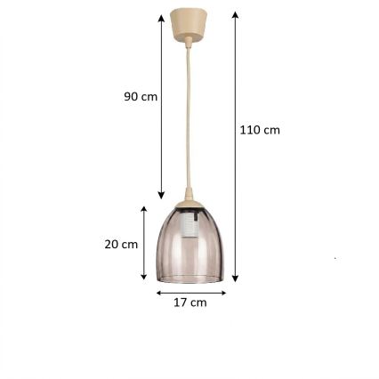 Brilagi - LED Lustr na lanku RETRO GLASS 1xE27/60W/230V pr. 17 cm béžová/kouřová béžová
