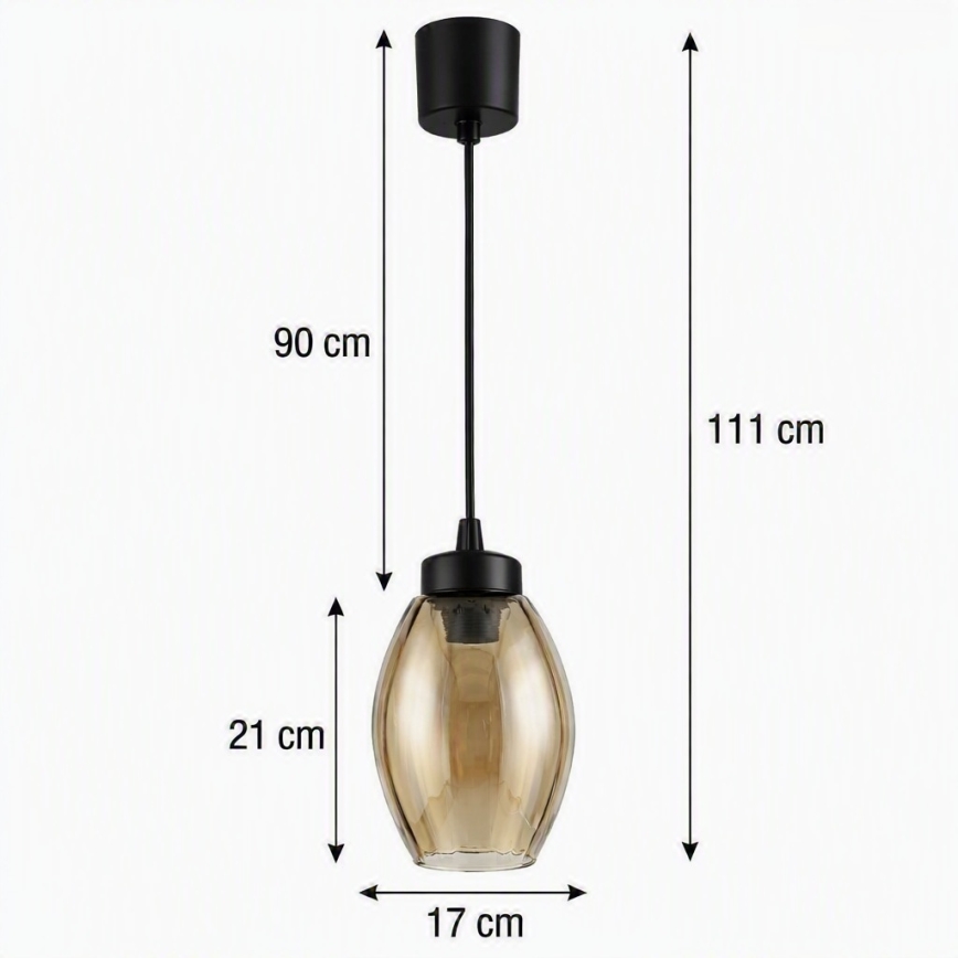 Brilagi - LED Lustr na lanku RETRO GLASS 1xE27/60W/230V pr. 17 cm černá/kouřová béžová