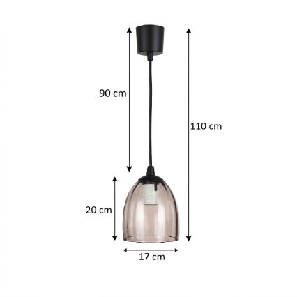 Brilagi - LED Lustr na lanku RETRO GLASS 1xE27/60W/230V pr. 17 cm černá/kouřová béžová