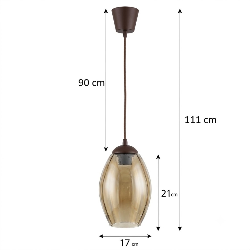 Brilagi - LED Lustr na lanku RETRO GLASS 1xE27/60W/230V pr. 17 cm hnědá/kouřová béžová