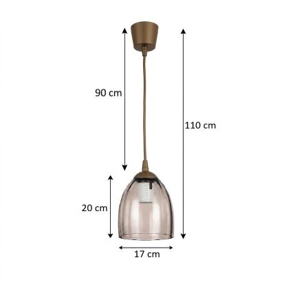 Brilagi - LED Lustr na lanku RETRO GLASS 1xE27/60W/230V pr. 17 cm hnědá/kouřová béžová