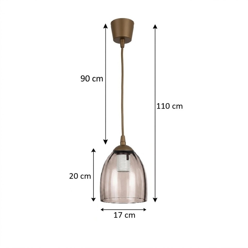 Brilagi - LED Lustr na lanku RETRO GLASS 1xE27/60W/230V pr. 17 cm hnědá/kouřová béžová