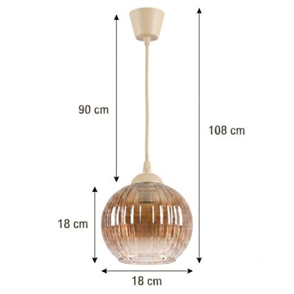 Brilagi - LED Lustr na lanku RETRO GLASS 1xE27/60W/230V pr. 18 cm béžová/kouřová hnědá