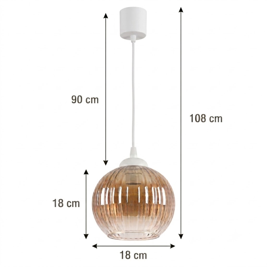 Brilagi - LED Lustr na lanku RETRO GLASS 1xE27/60W/230V pr. 18 cm bílá/kouřová hnědá