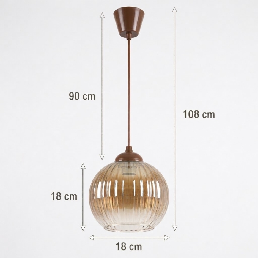 Brilagi - LED Lustr na lanku RETRO GLASS 1xE27/60W/230V pr. 18 cm hnědá/kouřová hnědá